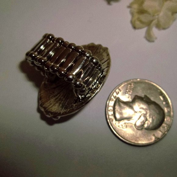 Pink and Silver Adjustable Ring Stretch Size Barbiecore Style Statement A950 - Picture 6 of 6